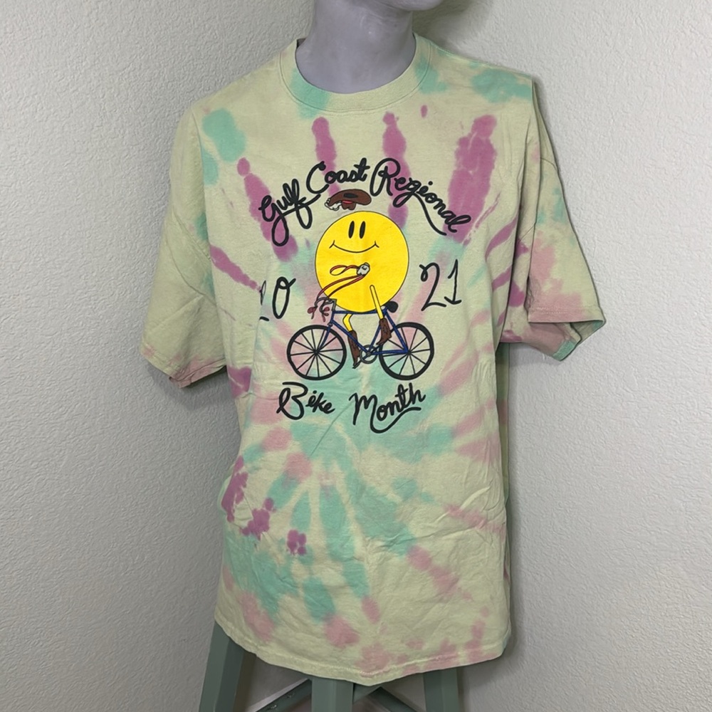 Gildan Tie Dye Graphic Green T Shirt